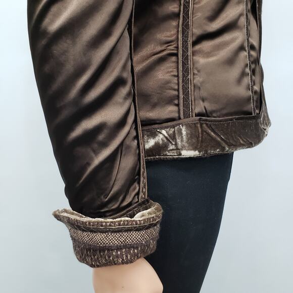 Elie Tahari Tweed Blazer Jacket w Velvet Collar Reversible Wool Blend XS/S Brown - Picture 13 of 13